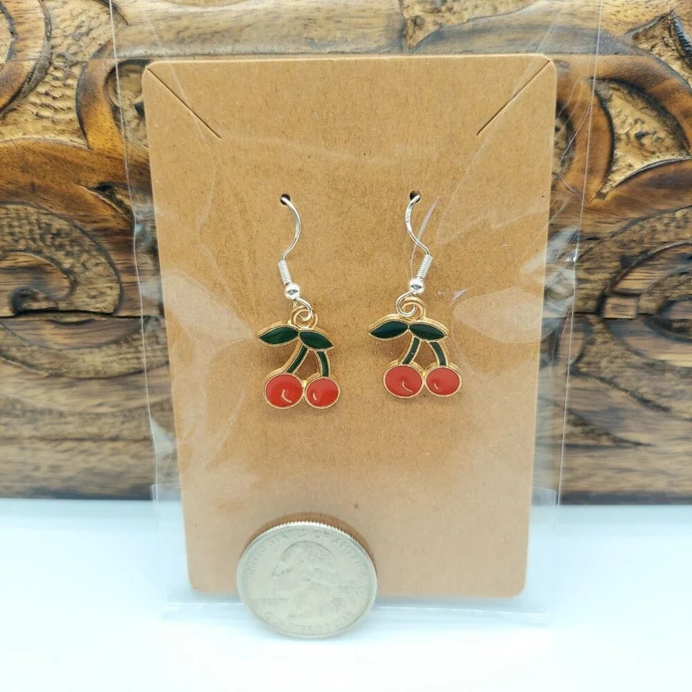 Cherry Earrings Cottagecore Boho Summer Tropical